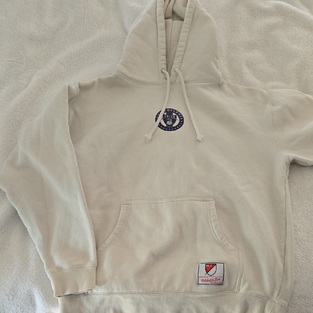 Philadelphia Union Mitchell & Ness Cream Heavyweight Hoodie with MLS Patch